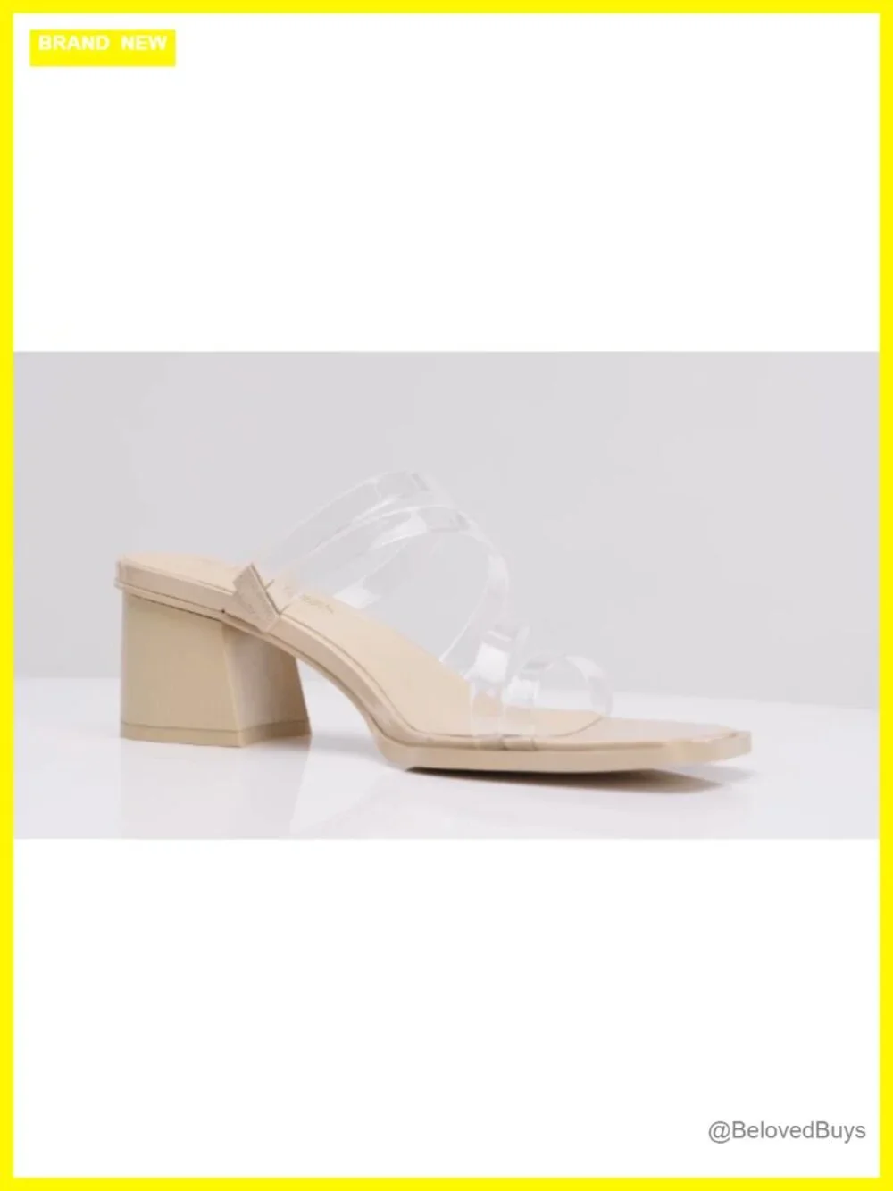 Faux Leather Square Toe Block Heel Sandals